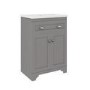 Grade A1 - 600mm Grey Freestanding Vanity Unit with Basin - Baxenden