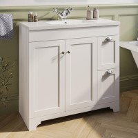 ONLY OPENED - Baxenden 900mm Matt White Floorstanding Vanity Unit