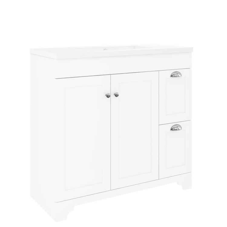 ONLY OPENED - Baxenden 900mm Matt White Floorstanding Vanity Unit