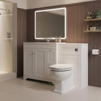 1400mm White Toilet and Sink Unit with Traditional Toilet- Baxenden