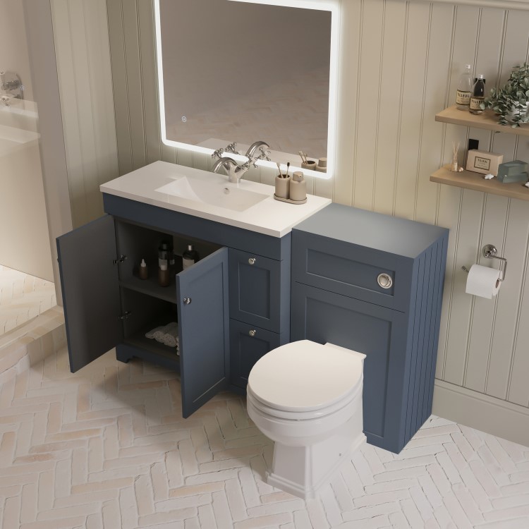 1400mm Blue Toilet and Sink Unit with Traditional Toilet - Baxenden