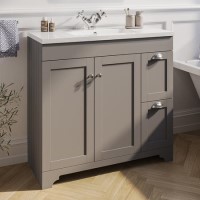 ALMOST PERFECT - 900mm Grey Freestanding Vanity Unit with Basin - Baxenden