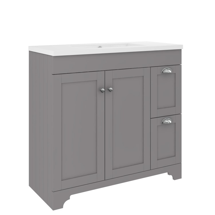 ALMOST PERFECT - 900mm Grey Freestanding Vanity Unit with Basin - Baxenden