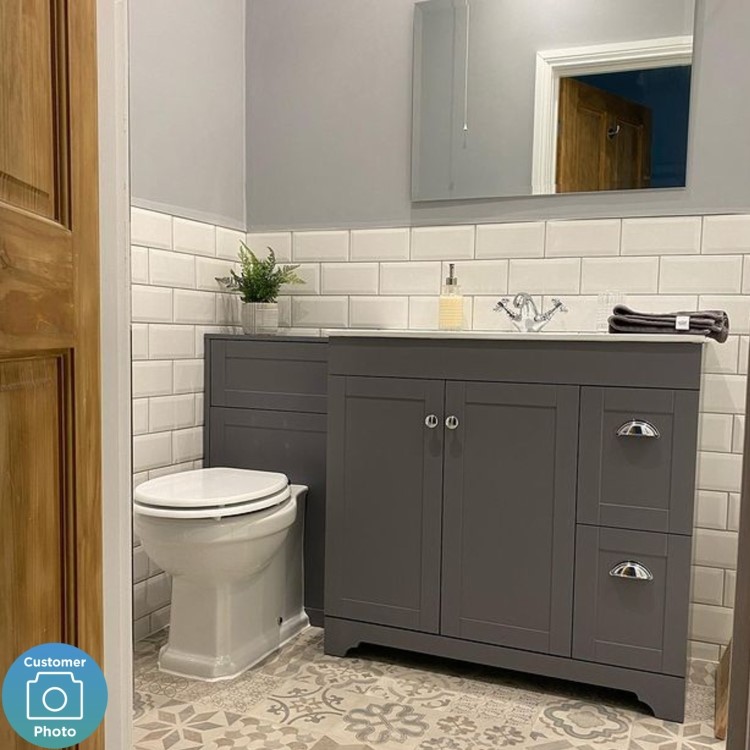 ALMOST PERFECT - 900mm Grey Freestanding Vanity Unit with Basin - Baxenden