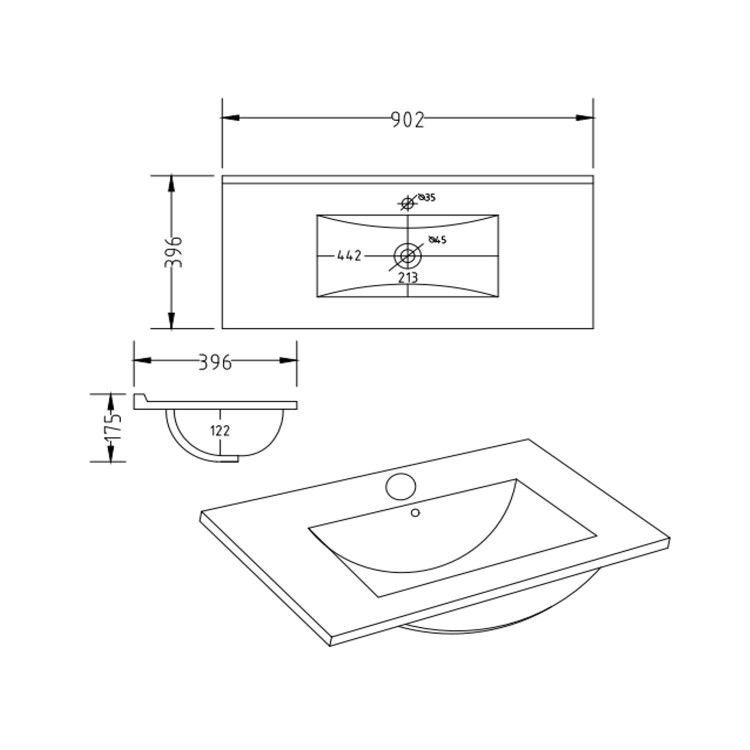 ALMOST PERFECT - 900mm Grey Freestanding Vanity Unit with Basin - Baxenden