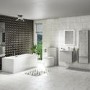 Grade A1 - 600mm Concrete Effect Wall Hung Vanity Unit with Gloss Basin - Sion 