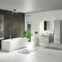 Grade A1 - 600mm Concrete Effect Wall Hung Vanity Unit with Gloss Basin - Sion 