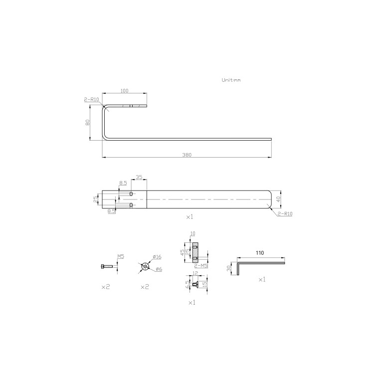 ONLY OPENED - White Vertical Single Panel Radiator with Towel Bar 1600 x 360mm - Margo