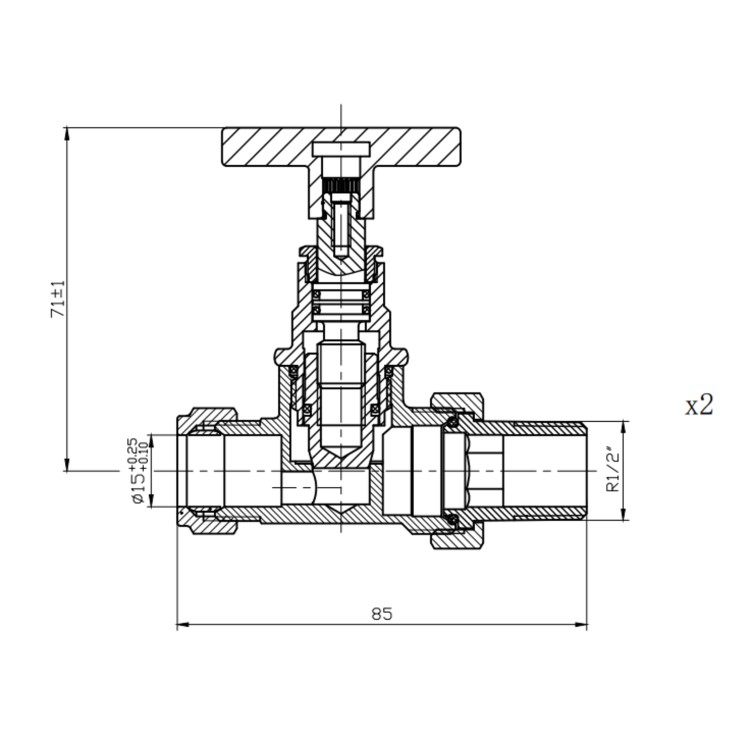 Black Cross Head Traditional Straight Radiator Valves