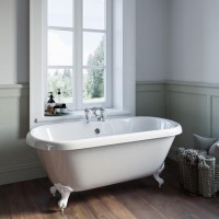 Freestanding Double Ended Roll Top Bath with White Feet 1515 x 740mm - Park Royal Freestanding Double Ended Roll Top Bath with White Feet 1515 x 740mm - Park Royal