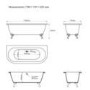 Grade A1 - Freestanding Double Ended Back to Wall Bath with Brushed Brass Feet 1700 x 745mm - Park Royal