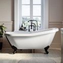 BUN/BeBa_25411/76758 Freestanding Single Ended Roll Top Slipper Bath with Black Feet 1555 x 725mm - Park Royal