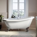 BUN/BeBa_25411/76759 Freestanding Single Ended Roll Top Slipper Bath with Chrome Feet 1555 x 725mm - Park Royal