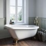 Freestanding Single Ended Roll Top Slipper Bath with Brushed Brass Feet 1550 x 725mm - Park Royal