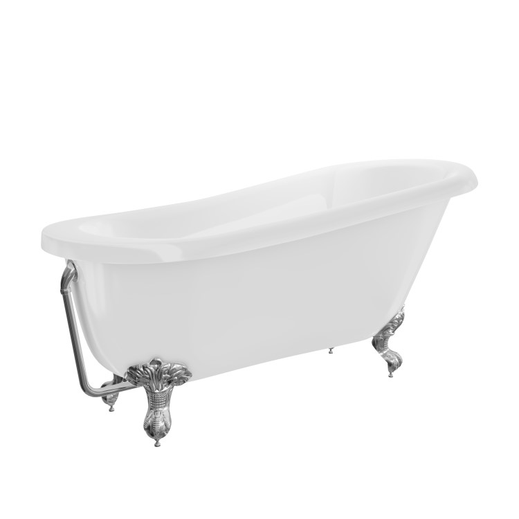 Freestanding Single Ended Roll Top Slipper Bath with Chrome Feet 1700 x 710mm - Park Royal