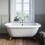 Freestanding Double Ended Roll Top Bath with Brushed Brass Feet 1690 x 740mm - Park Royal