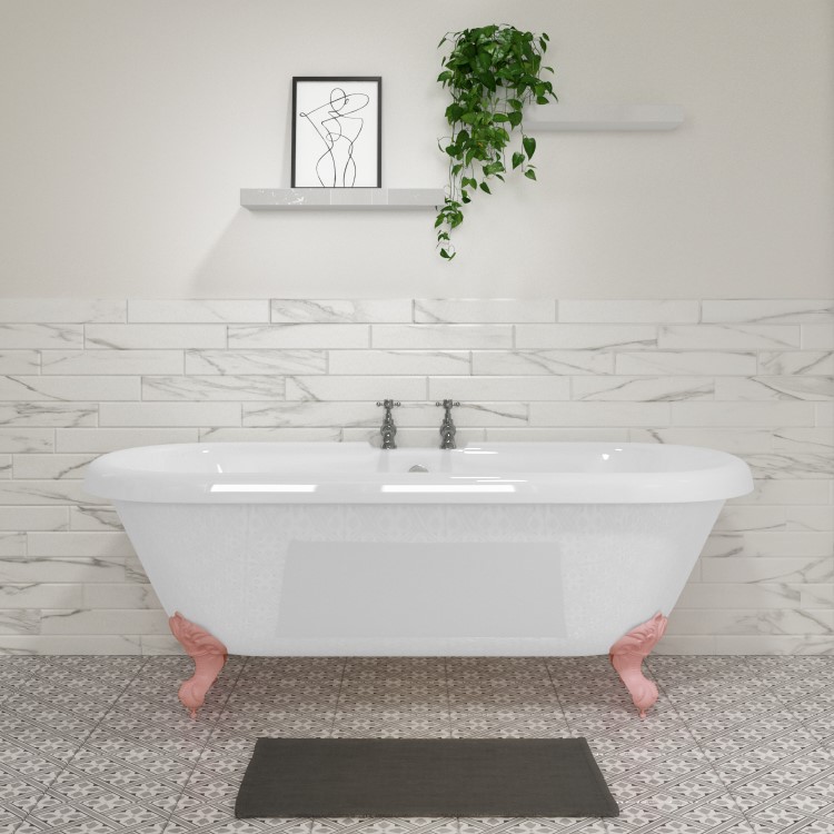 Freestanding Double Ended Roll Top Bath with Pink Feet 1795 x 785mm - Park Royal