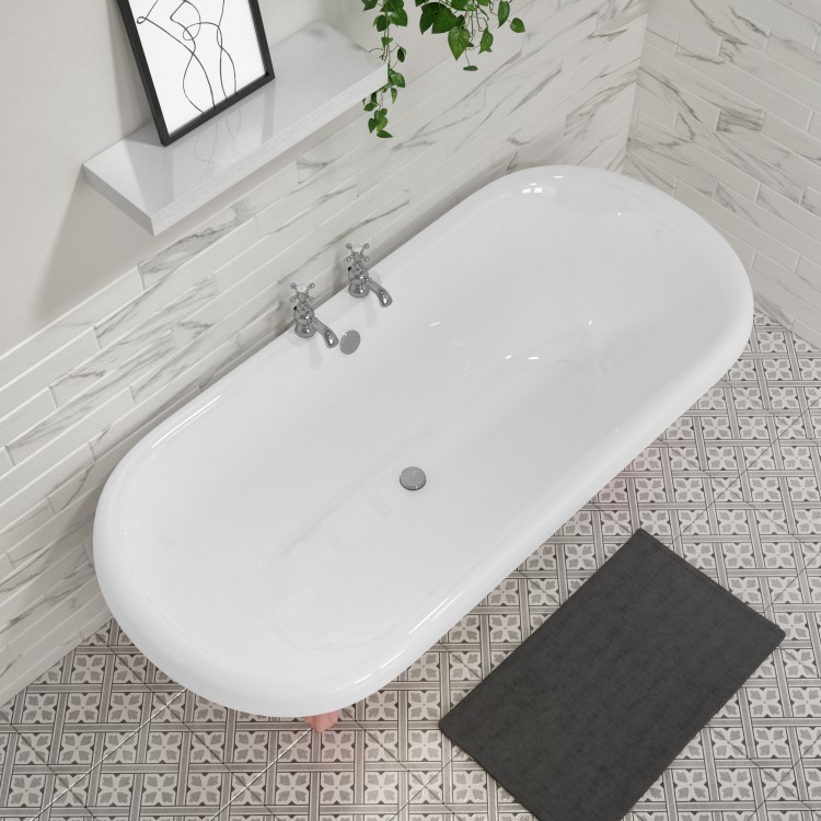 Freestanding Double Ended Roll Top Bath with Pink Feet 1795 x 785mm - Park Royal