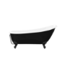 Freestanding Single Ended Roll Top Slipper Bath Black with Black Feet 1625 x 695mm - Lunar