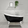 Black Freestanding Single Ended Roll Top Slipper Bath with White Feet 1625 x 695mm - Lunar