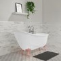 Freestanding Single Ended Roll Top Slipper Bath with Pink Feet 1625 x 695mm - Lunar