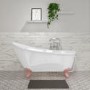 Freestanding Single Ended Roll Top Slipper Bath with Pink Feet 1625 x 695mm - Lunar