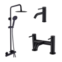 BUN/BeBa_25471/78930 Black Shower Bath and Basin Tap Set - Arissa