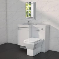 GRADE A1 -  White Basin Vanity Unit and Toilet Unit - Agora