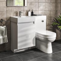 Grade A1 - 900mm White Toilet and Sink Unit Left Hand with Round Toilet - Agora