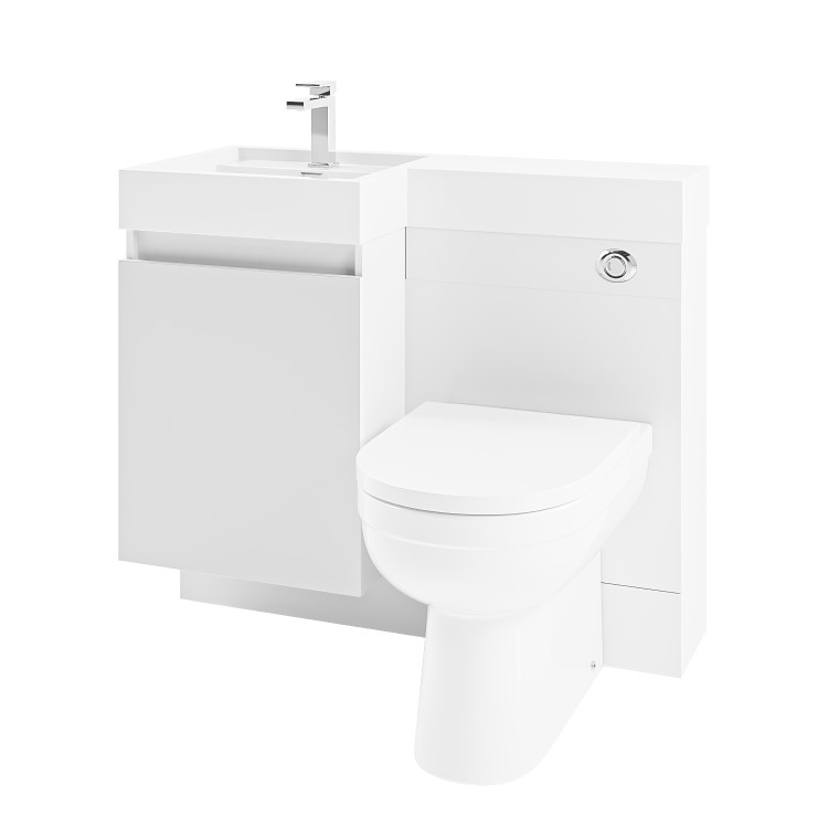 Grade A1 - 900mm White Toilet and Sink Unit Left Hand with Round Toilet - Agora