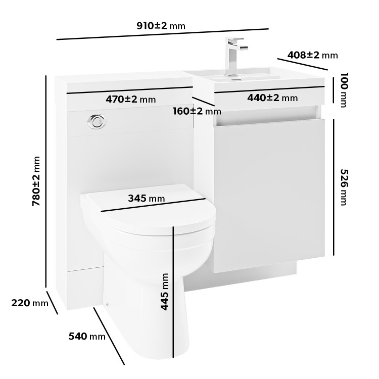 Grade A1 - 900mm White Toilet and Sink Unit Right Hand with Round Toilet - Agora