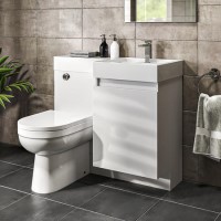 Grade A1 - 900mm White Toilet and Sink Unit Right Hand with Round Toilet - Agora
