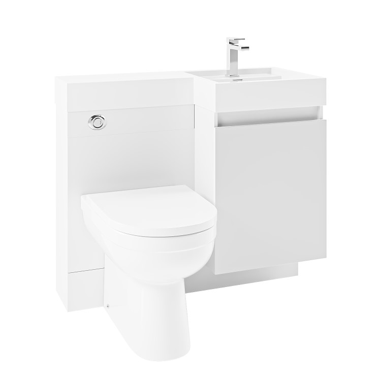 Grade A1 - 900mm White Toilet and Sink Unit Right Hand with Round Toilet - Agora