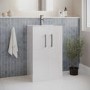 500mm White Freestanding Vanity Unit with Basin and Chrome Handles - Ashford