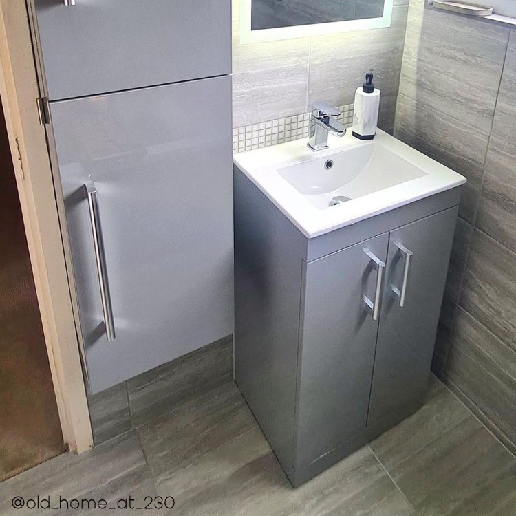 GRADE A1 - 500mm Grey Freestanding Vanity Unit with Basin and Chrome Handles - Ashford