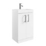 600mm White Freestanding Vanity Unit with Basin and Chrome Handles - Ashford