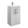 600mm Grey Freestanding Vanity Unit with Basin and Chrome Handles - Ashford
