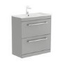 Grade A1 - 800mm Grey Freestanding Vanity Unit with Basin and Chrome Handles - Ashford