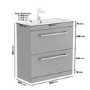 Grade A1 - 800mm Grey Freestanding Vanity Unit with Basin and Chrome Handles - Ashford