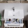 Grade A1 - 800mm White Wall Hung Vanity Unit with Basin and Chrome Handles - Ashford