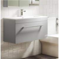 Grade A1 - 800mm Grey Wall Hung Vanity Unit and Basin - Ashford