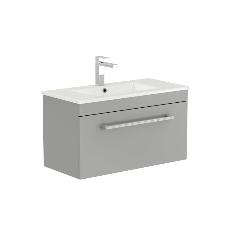 Grade A1 - 800mm Grey Wall Hung Vanity Unit and Basin - Ashford