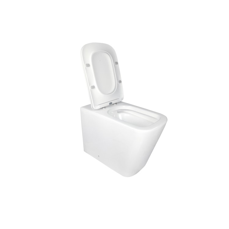 Grade A1 - 1100mm White Left Hand Toilet and Sink Unit with Square Toilet and Black Fittings - Bali