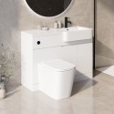 BUN/BeBa_25784/77488 1100mm White Right Hand Toilet and Sink Unit with Square Toilet and Black Fittings - Bali