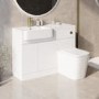 1100mm White Left Hand Toilet and Sink Unit with Square Toilet and Brass Fittings - Bali