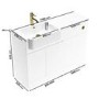 1100mm White Left Hand Toilet and Sink Unit with Square Toilet and Brass Fittings - Bali