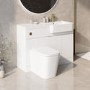 1100mm White Right Hand Toilet and Sink Unit with Square Toilet and Brass Fittings - Bali