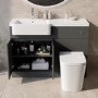 1100mm Grey Left Hand Toilet and Sink Unit with Square Toilet and Chrome Fittings - Bali