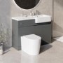 Grade A1 - 1100mm Grey Toilet and Sink Unit Right Hand with Round Toilet- Bali