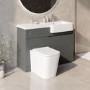 1100mm Grey Right Hand Toilet and Sink Unit with Square Toilet and Chrome Fittings - Bali